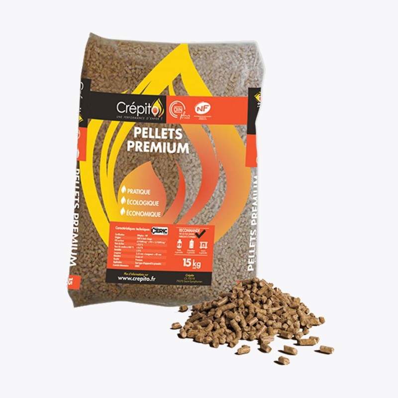 Granulés de bois Crépito® Pellets Premium, palette de 72 sacs